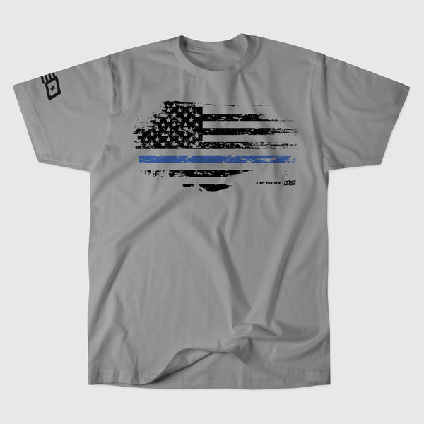 POLICE STRIPE TEE — Ash