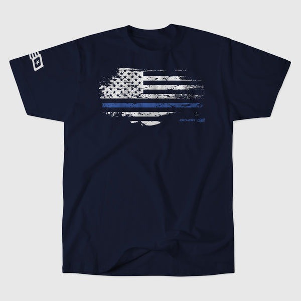 POLICE STRIPE TEE — Navy