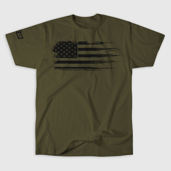 DEFENDER FLAG TEE &mdash; Olive