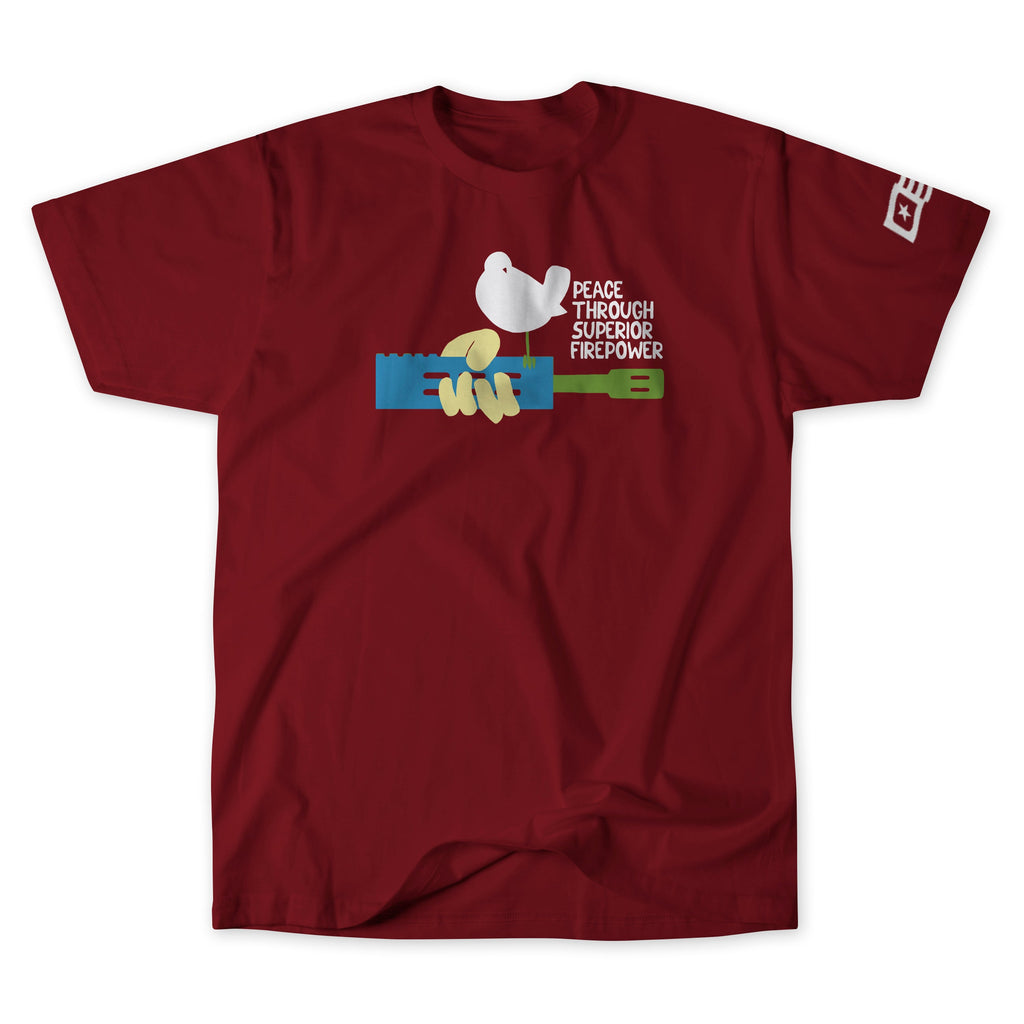 Gunstock tee in maroon, front
