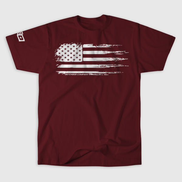 DEFENDER FLAG TEE &mdash; Maroon
