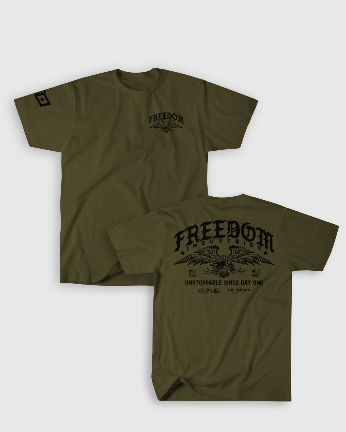 Freedom Ink collab tee in Olive - tattoo-flash graphic, discharge print